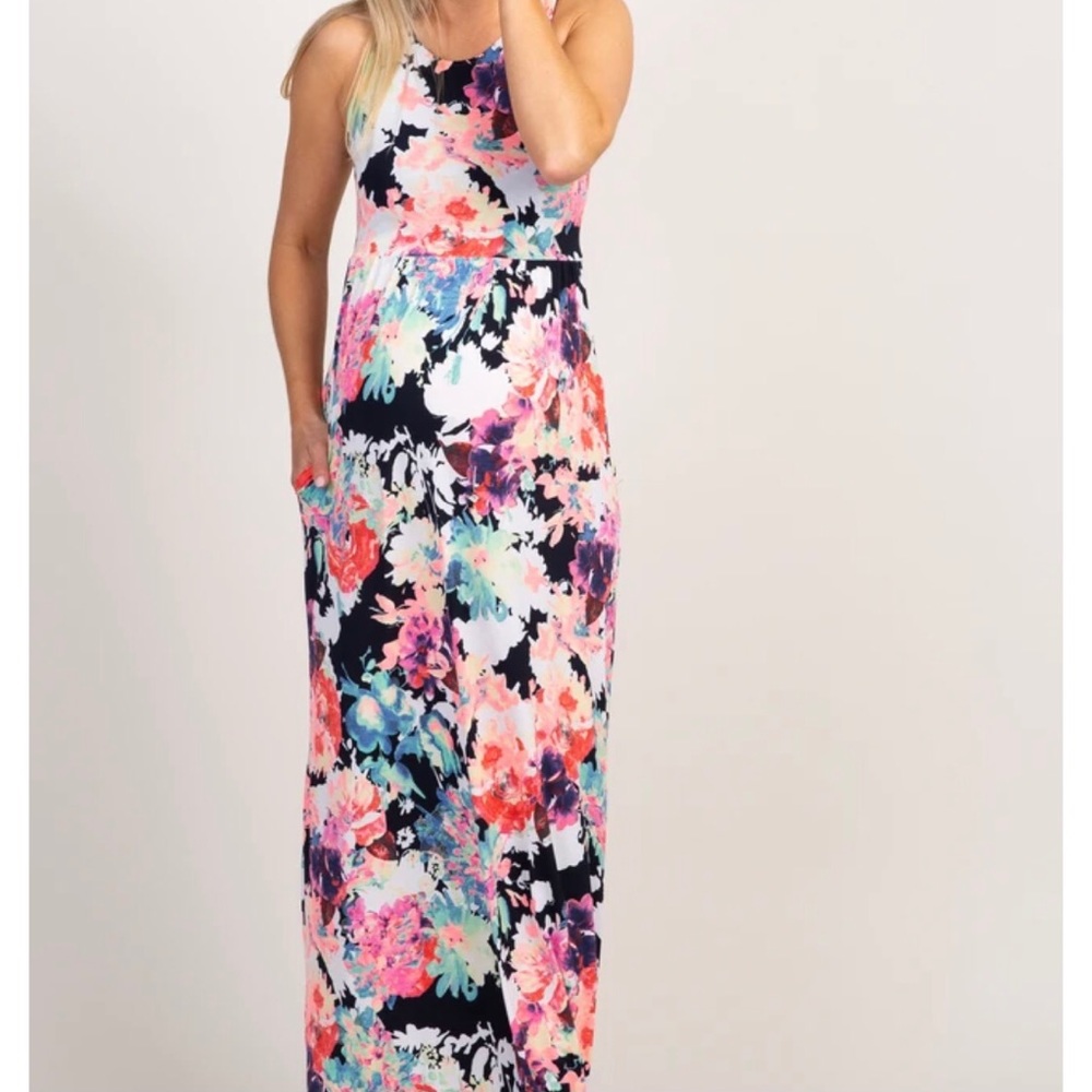 PinkBlush Maternity Navy Floral Maxi Dress